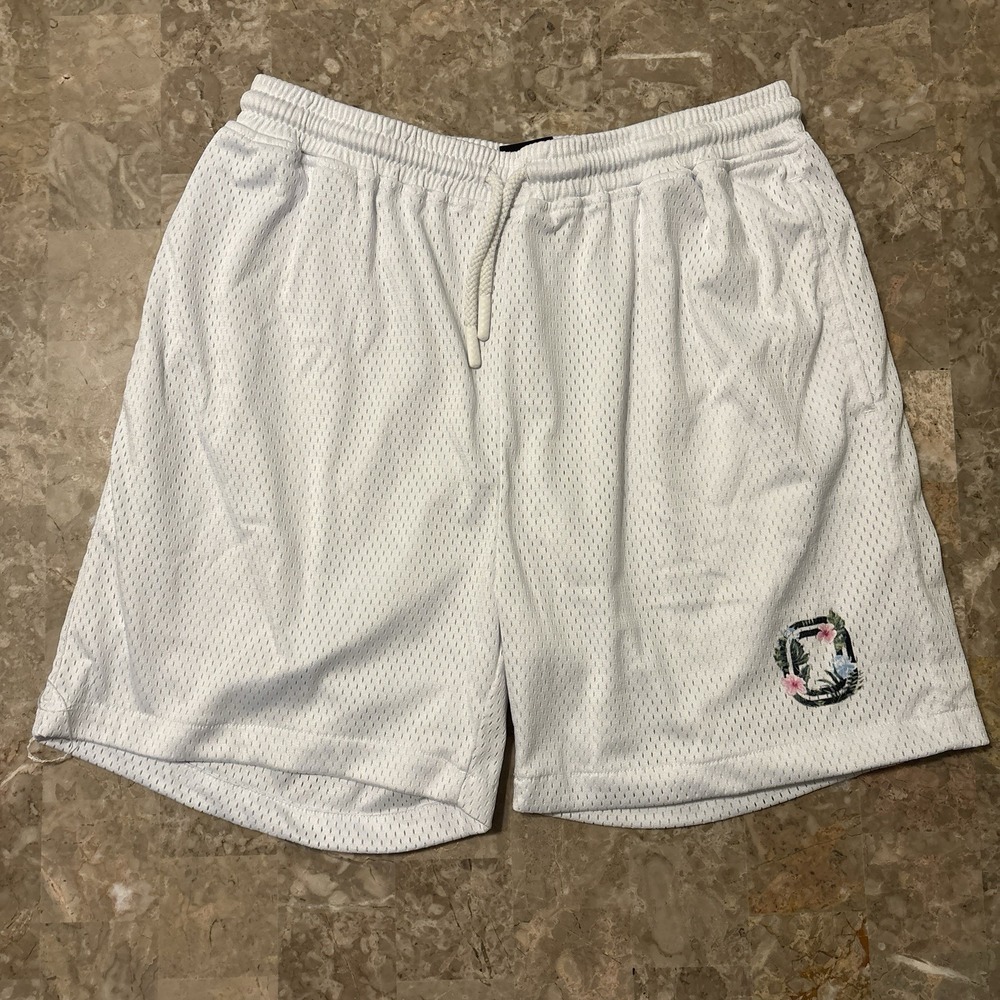 Overtime Shorts Mens Large White Mesh Basketball 5" Floral Essentials Gym